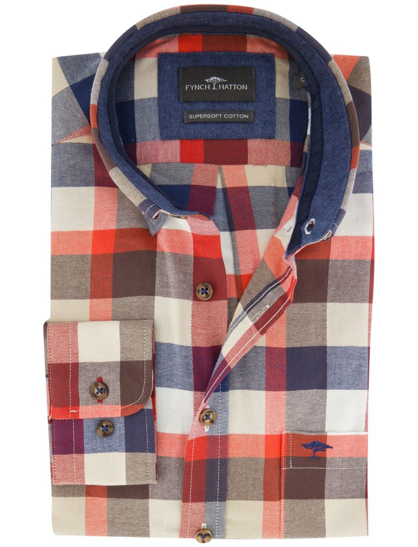Fynch-Hatton overhemd ml 5 rood bruin