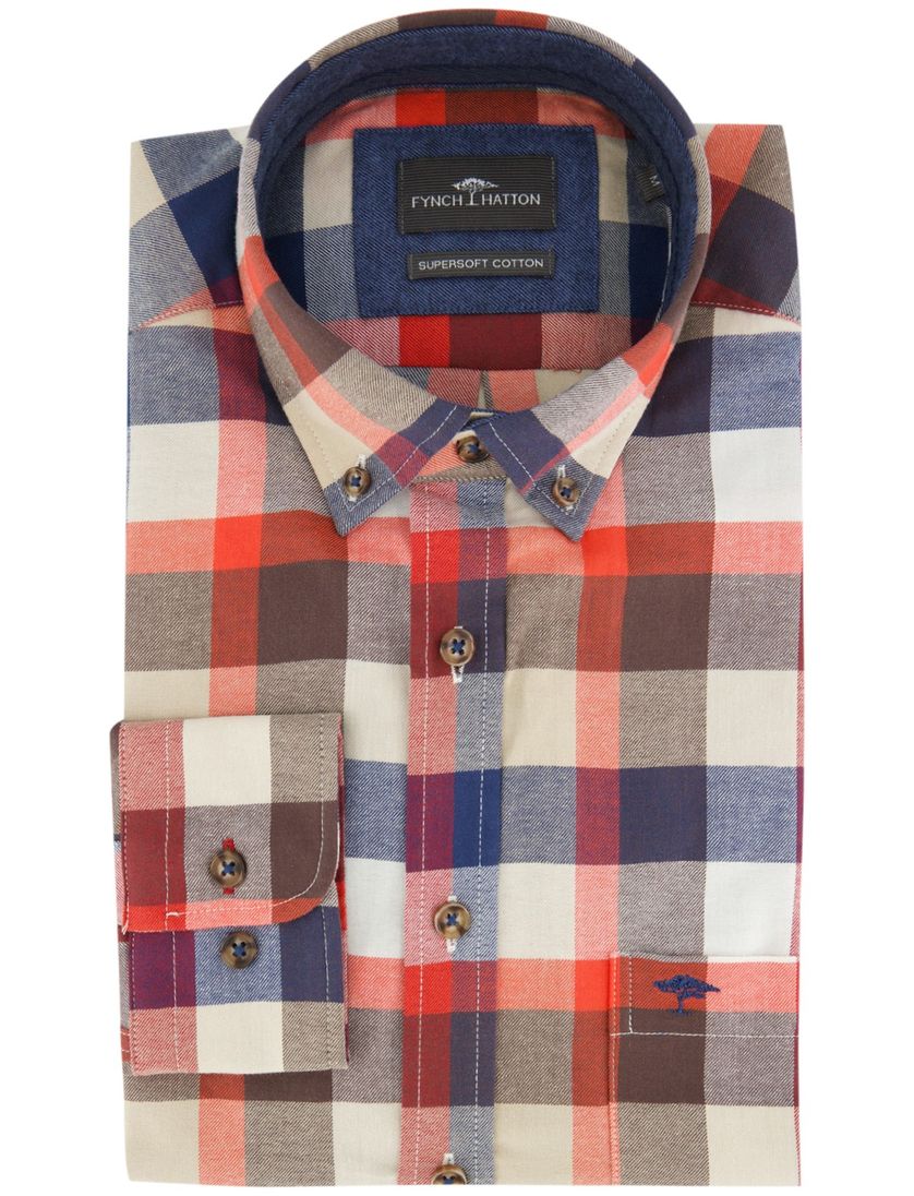 Fynch-Hatton overhemd ml 5 rood bruin