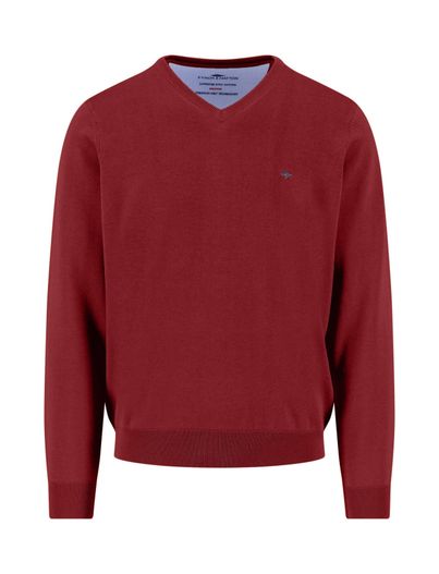Fynch Hatton Fynch Hatton v-hals knit trui katoen rood