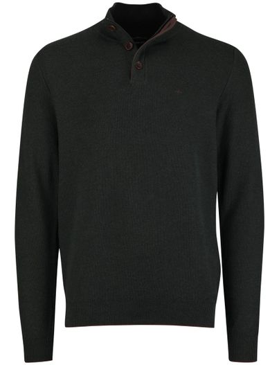 Fynch Hatton Fynch Hatton melange half zip trui donkergroen