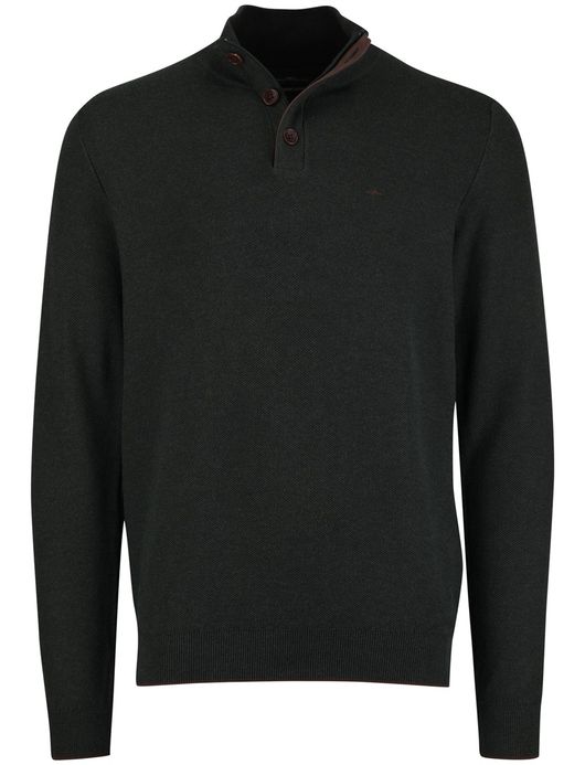 Fynch Hatton melange half zip trui donkergroen