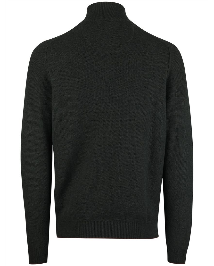 Fynch Hatton melange half zip trui donkergroen katoen