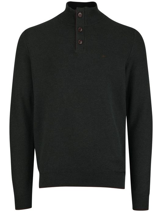 Fynch Hatton melange half zip trui donkergroen