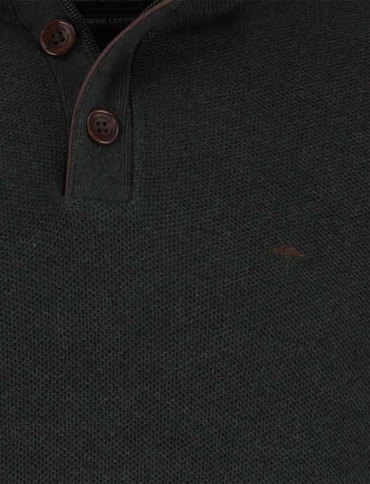 Fynch Hatton melange half zip trui donkergroen