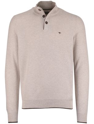 Fynch Hatton Fynch Hatton melange half zip trui beige 100% katoen