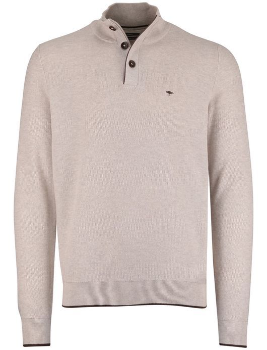 Fynch Hatton melange half zip trui beige