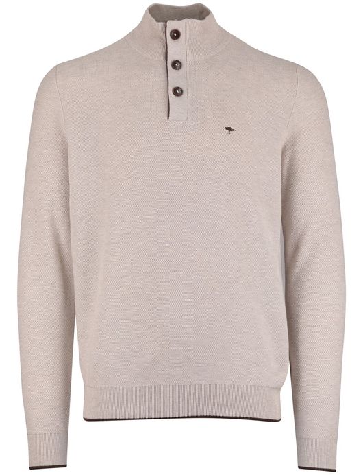Fynch Hatton melange half zip trui beige