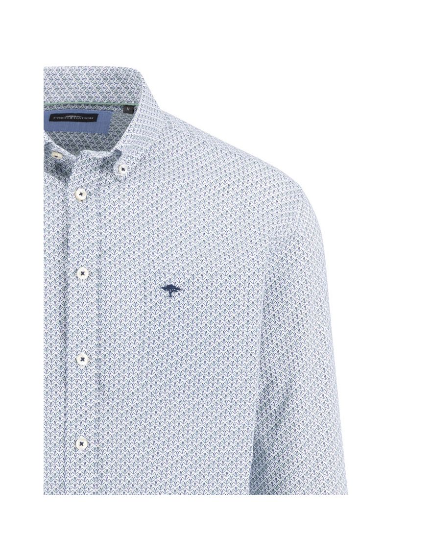 Fynch Hatton overhemd blauw geprint button-down