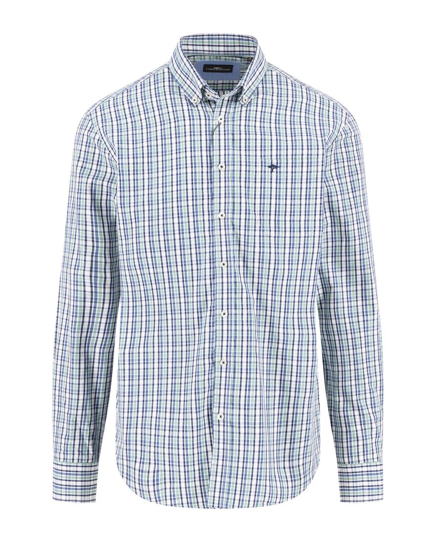 Fynch Hatton geruit overhemd groen blauw button-down