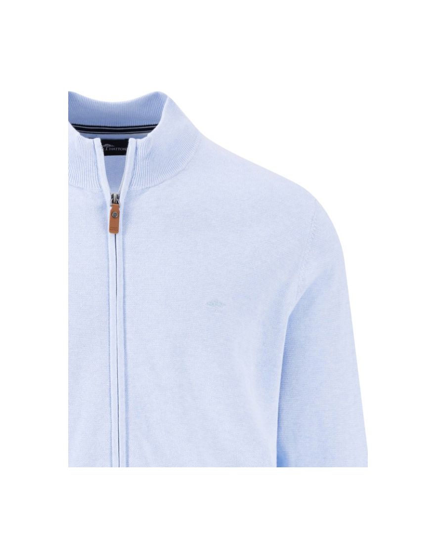 Fynch-Hatton vest lichtblauw effen katoen