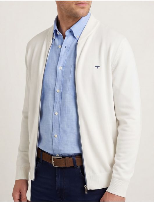 Fynch-Hatton vest wit katoen Cardigan Zip