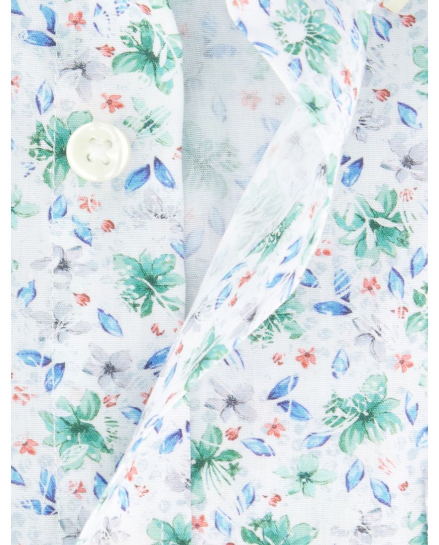 Fynch Hatton overhemd wit geprint bloemen borstzak