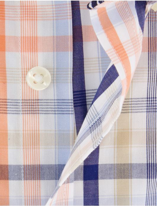 Fynch Hatton overhemd korte mouw oranje borstzak