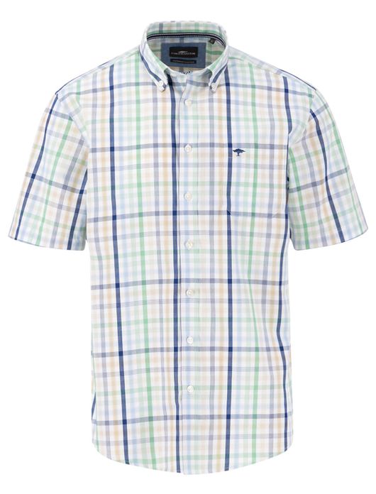 Fynch-Hatton overhemd km Combi Check groen geruit