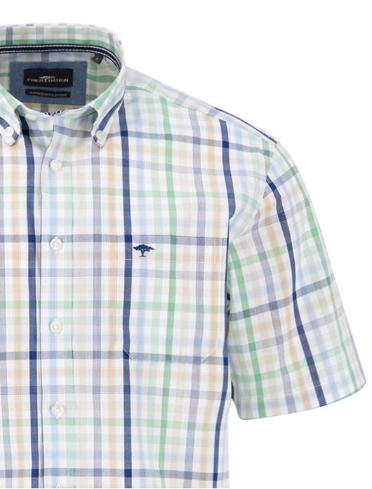 Fynch-Hatton overhemd km Combi Check groen geruit