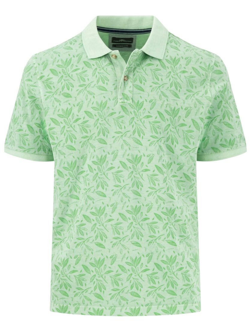 Katoenen Fynch-Hatton polo korte mouw lichtgroen geprint