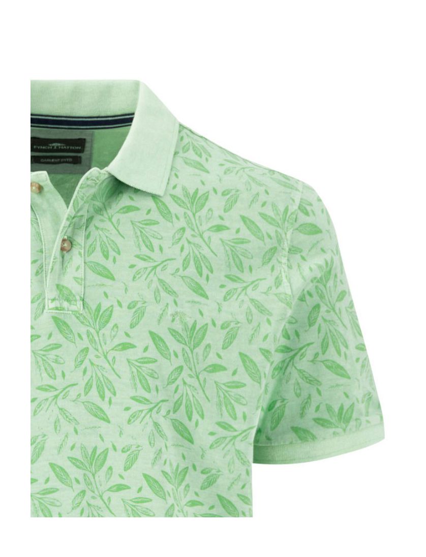 Katoenen Fynch-Hatton polo korte mouw lichtgroen geprint