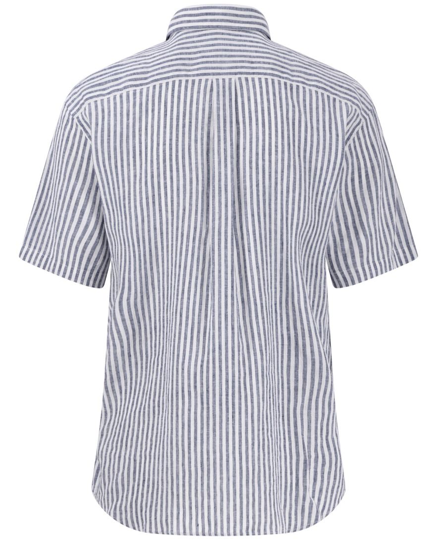 Fynch-Hatton overhemd donkerblauw gestreept linnen