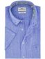 Fynch Hatton korte mouw linnen overhemd blauw gemeleerd