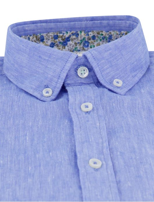 Fynch Hatton korte mouw overhemd blauw