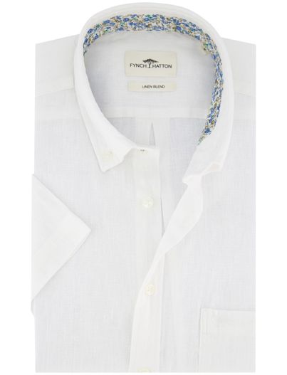 Fynch Hatton overhemd Fynch Hatton wit linnen met borstzak