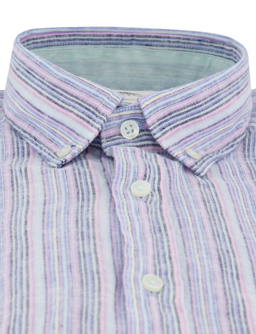 overhemd Fynch Hatton paars linnen met borstzak