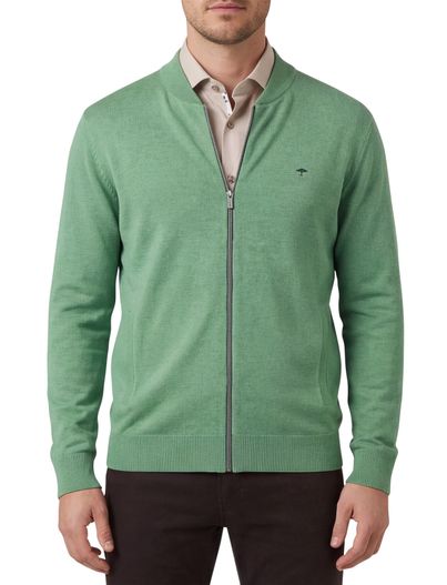 Fynch Hatton Fynch-Hatton vest groen gemeleerd Cardigan College