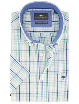 Fynch Hatton Fynch Hatton overhemd korte mouw groen blauw