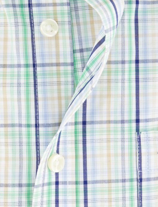 Fynch Hatton overhemd korte mouw groen blauw