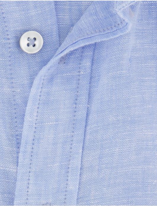 Fynch Hatton overhemd lichtblauw linnen borstzak