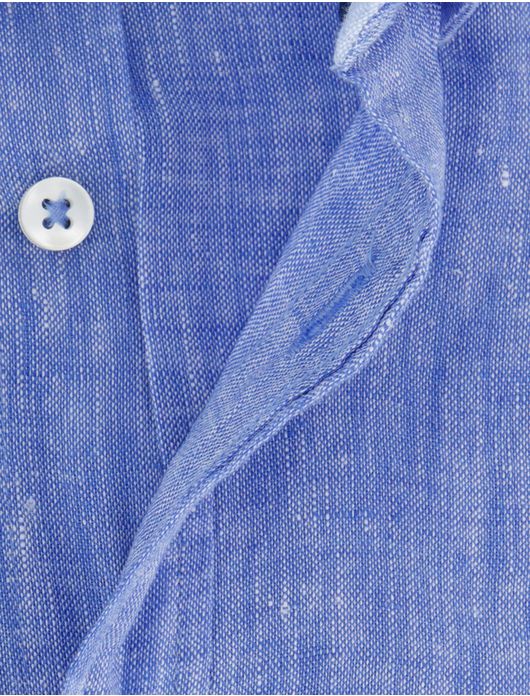 Fynch Hatton linnen overhemd middenblauw