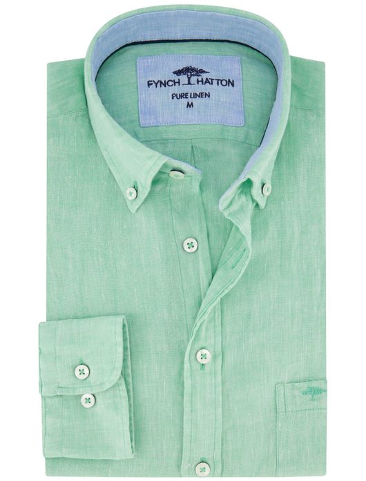 Fynch Hatton overhemd groen linnen