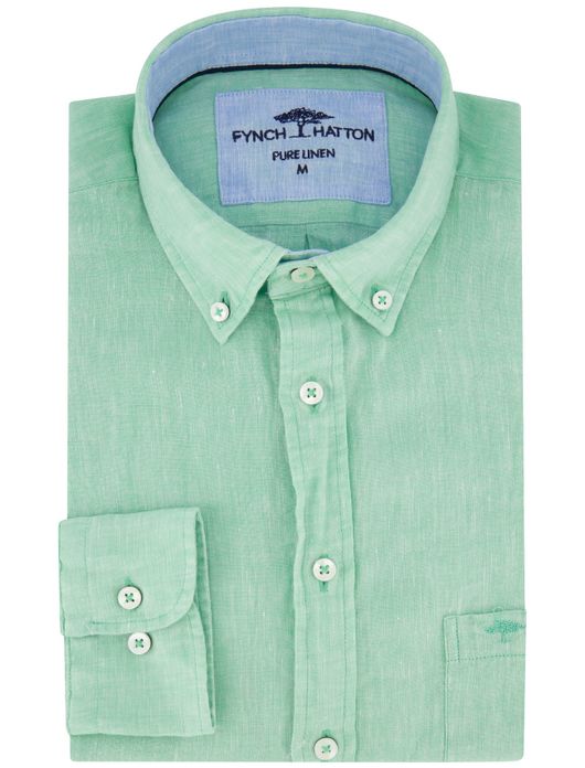 Fynch Hatton overhemd groen linnen