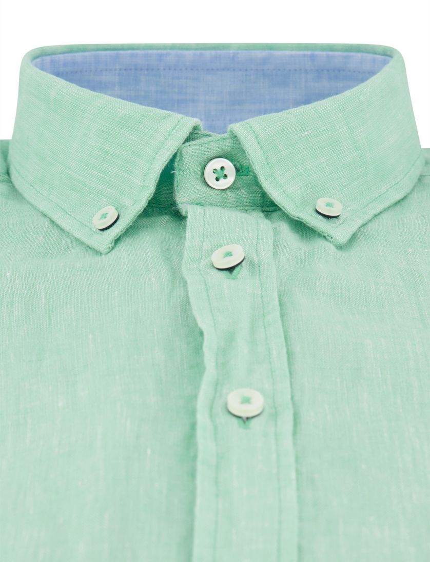 Fynch Hatton overhemd borstzak groen linnen