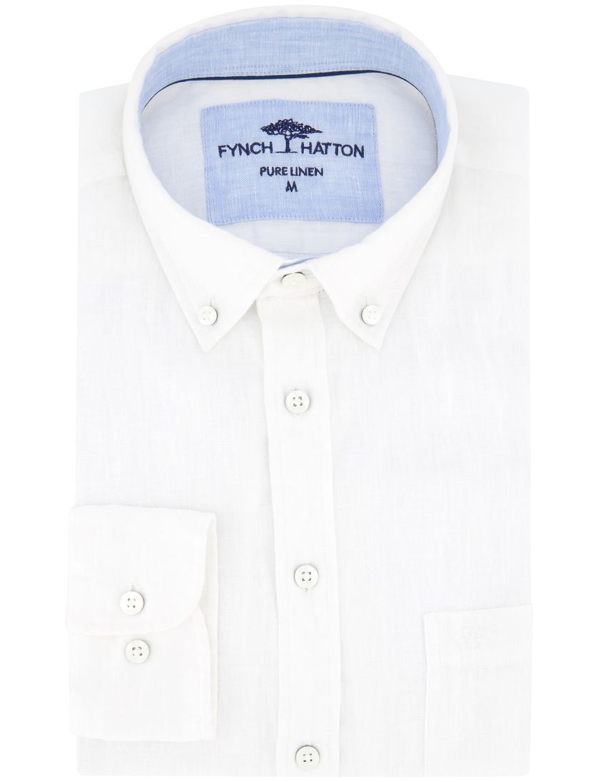 Fynch Hatton overhemd wit linnen button-down