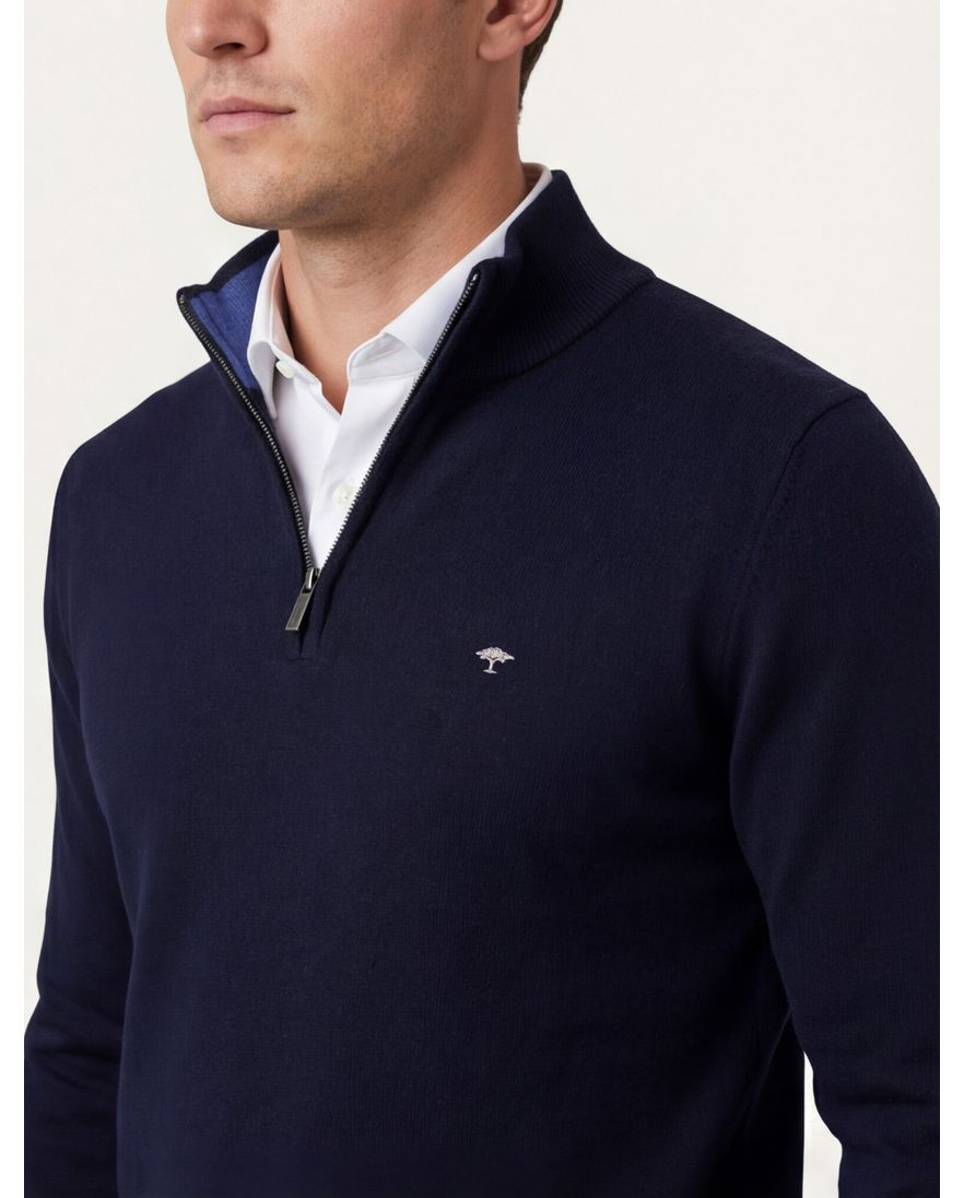 Fynch Hatton half zip trui donkerblauw