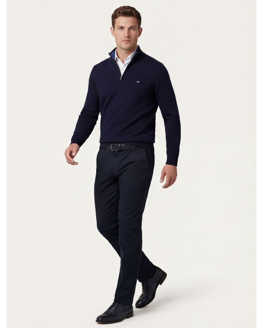Fynch Hatton half zip trui donkerblauw