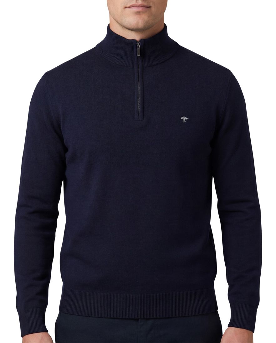 Fynch Hatton half zip trui donkerblauw