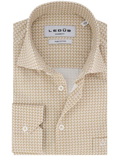 Ledub Ledub overhemd lichtbruin geprint