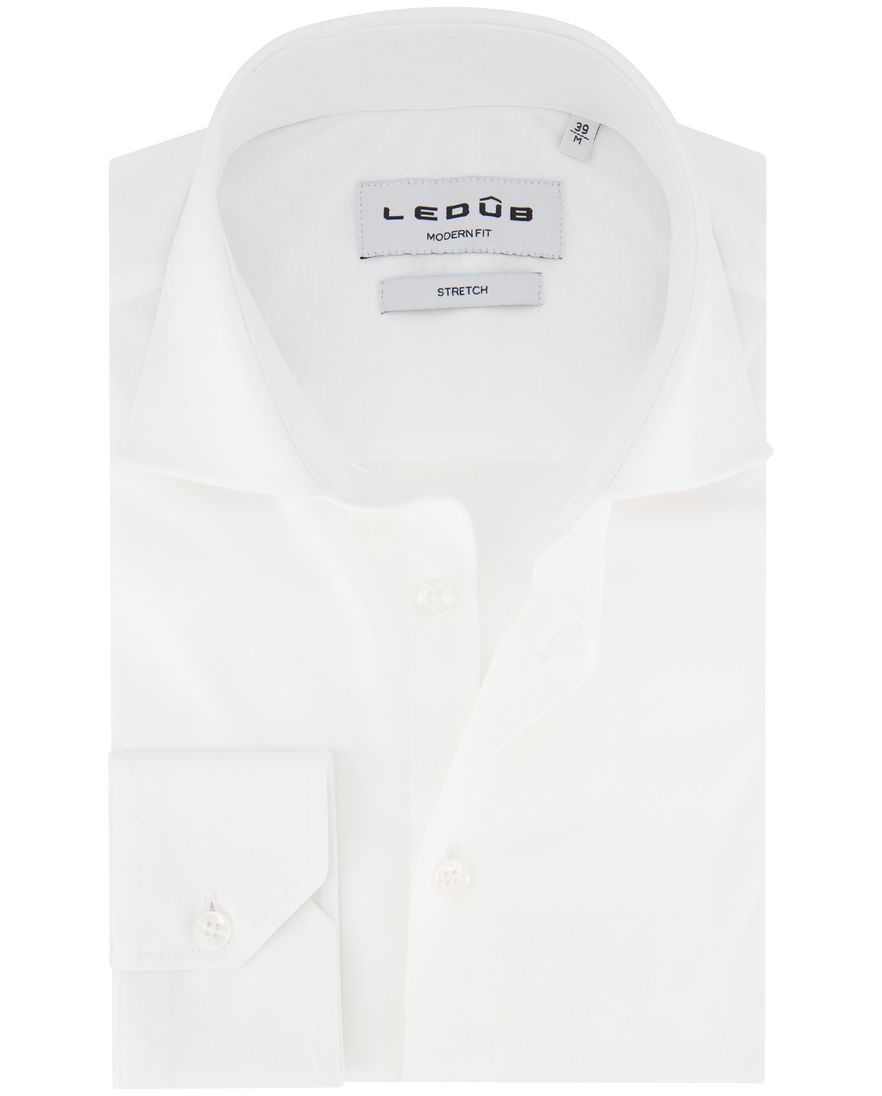 Ledub overhemd wit modern fit effen