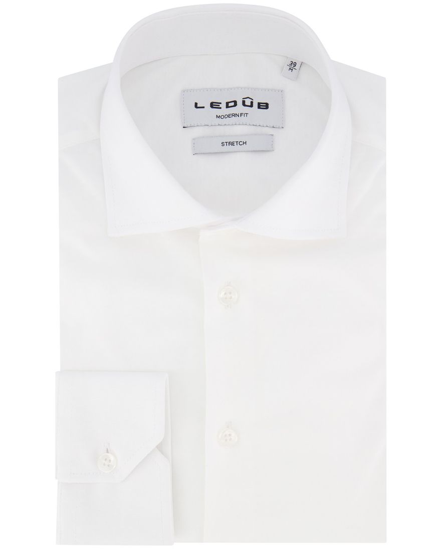 Ledub overhemd wit modern fit effen