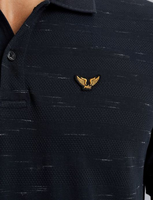 PME Legend jacquard pique polo donkerblauw