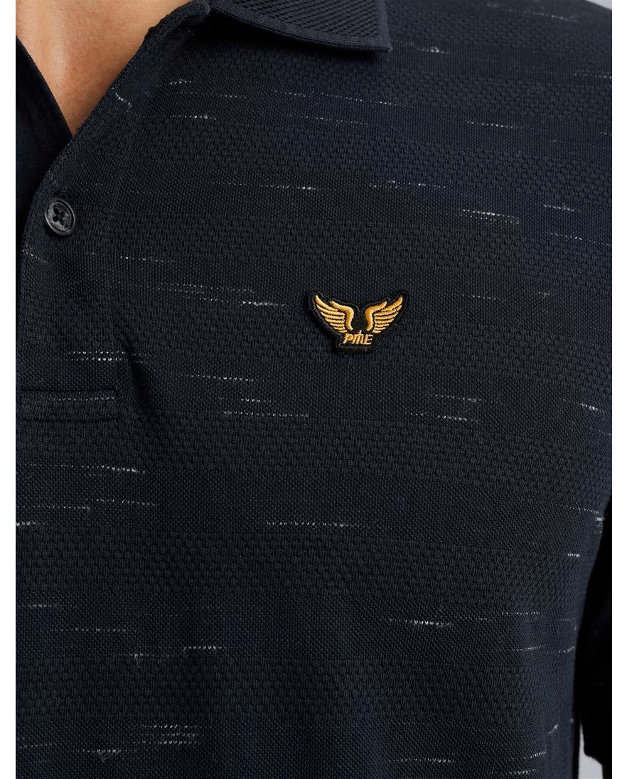 PME Legend jacquard pique polo donkerblauw