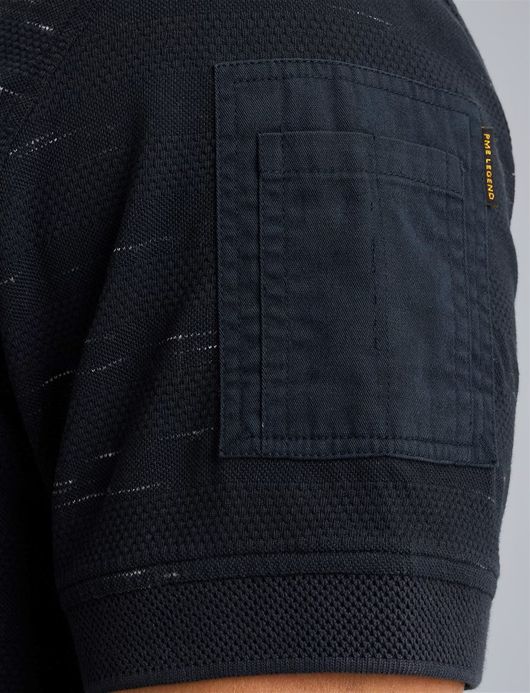 PME Legend jacquard pique polo donkerblauw