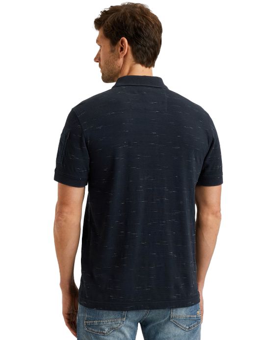 PME Legend jacquard pique polo donkerblauw