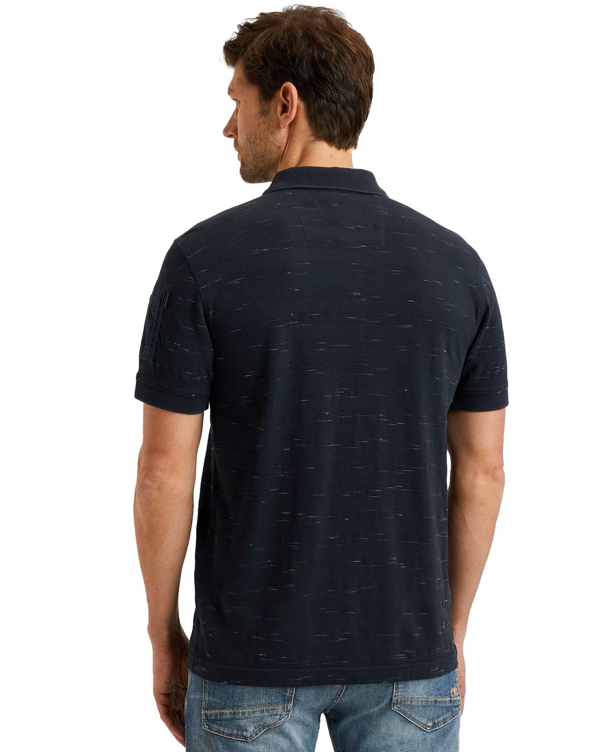 PME Legend jacquard pique polo donkerblauw