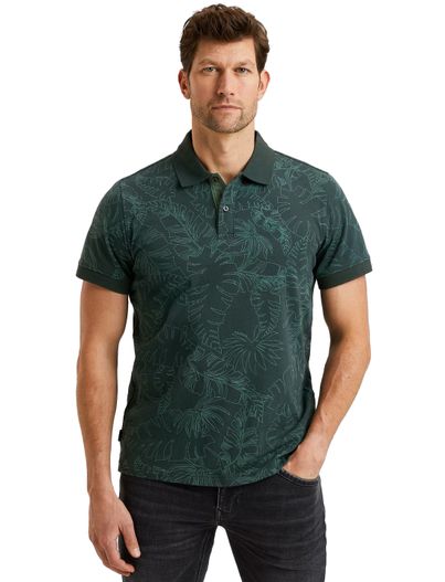 PME Legend PME Legend allover print polo groen pique katoen 2-knoops