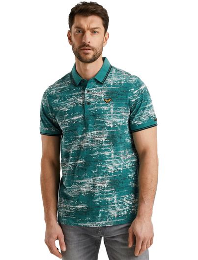 PME Legend PME Legend polo met allover print groen katoen regular fit