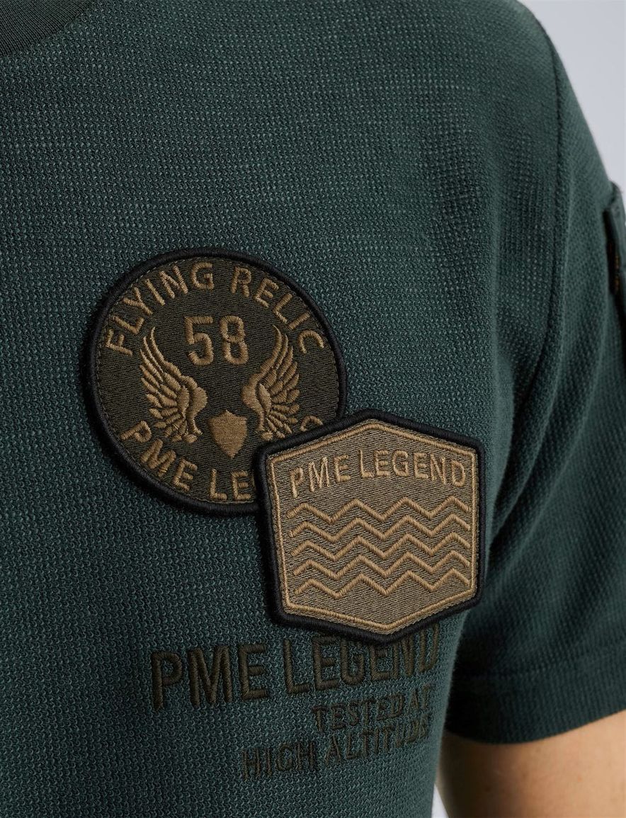 PME Legend T-shirt groen badges katoen normale fit