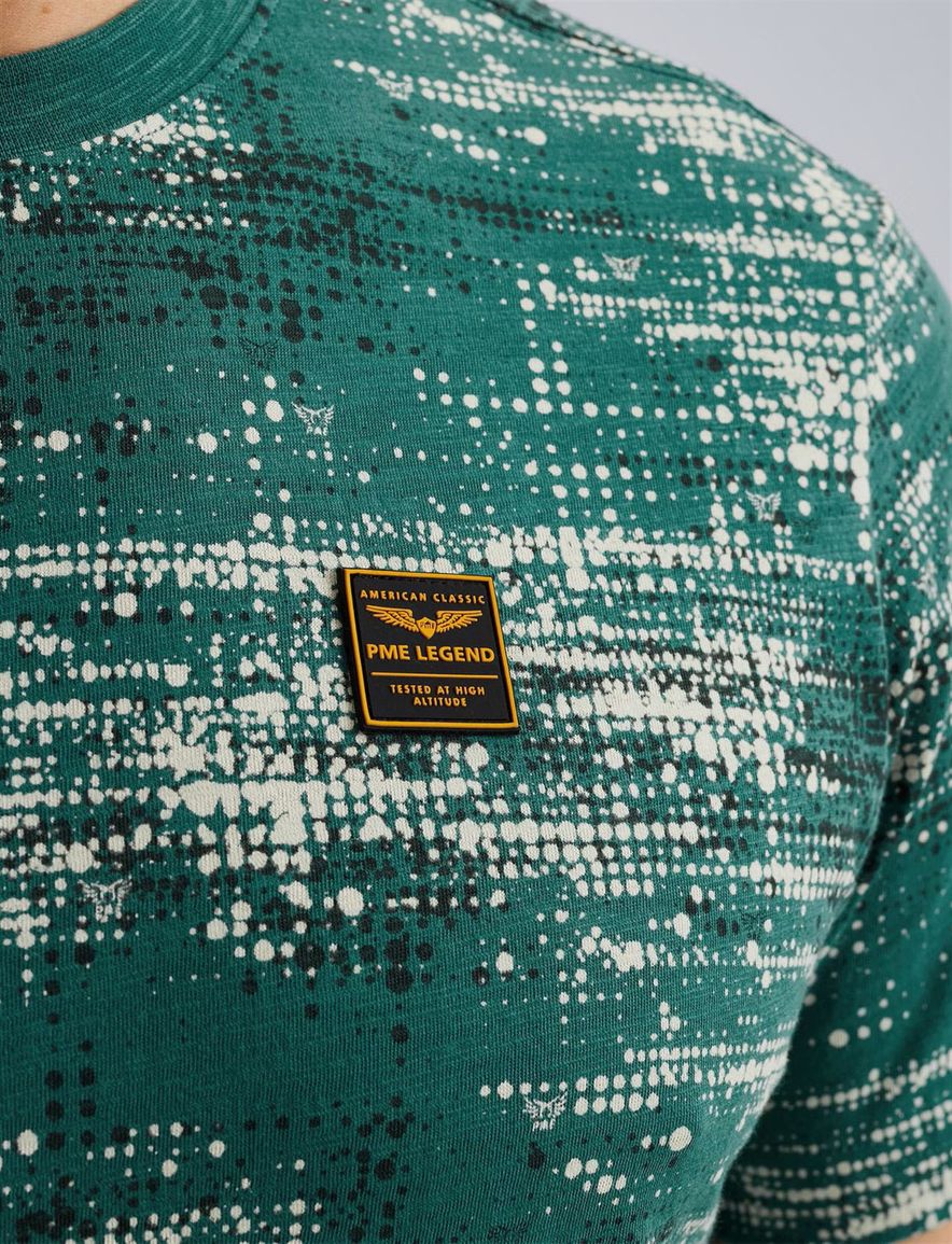 katoenen PME Legend T-shirt groen print normale fit